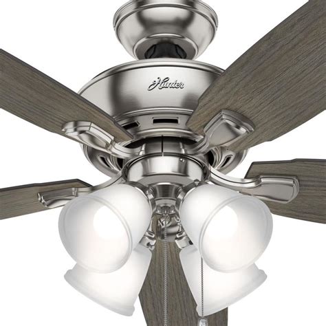 Hunter Amberlin LED 52-in Satin Nickel LED Indoor Ceiling Fan with Light Kit (5-Blade) at Lowes.com