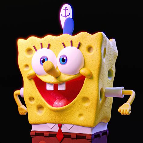 SpongeBob 3D model high poly squarepants running on rock 3D model | CGTrader