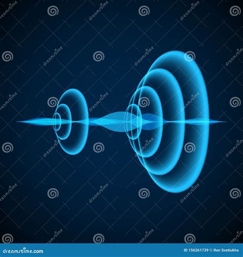 Abstract Digital Sound Wave. Radial Sonar Waves. Sine Wave on Dark Background Stock Vector ...