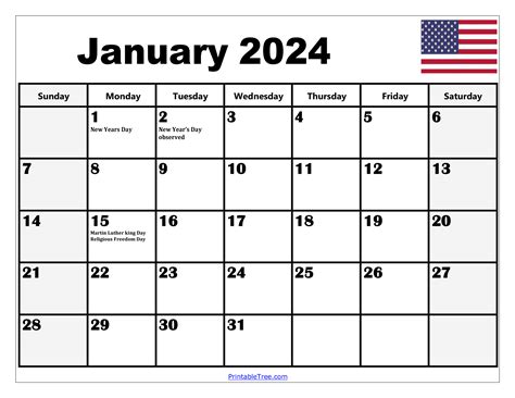 January 2024 Calendar With Holidays Free Printable - Erinn Jacklyn