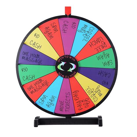 WinSpin 24" Tabletop Spinning Prize Wheel 14 Slots with Color Dry Erase Trade Show Fortune Spin ...