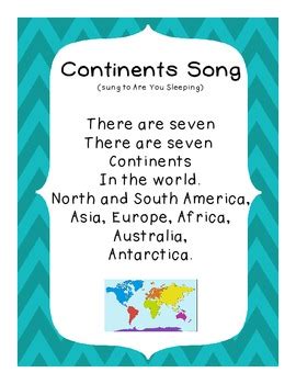 Free Continent Song by Wise Little Owls | Teachers Pay Teachers