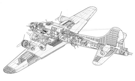 Boeing B-17 Flying Fortress Cutaway Drawing in High quality