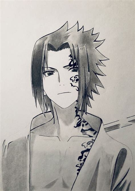 Sasuke Drawing with Pencil