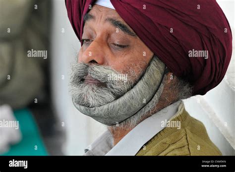 Asia India Punjab Amritsar A Sikh with a beard net holder Stock Photo ...