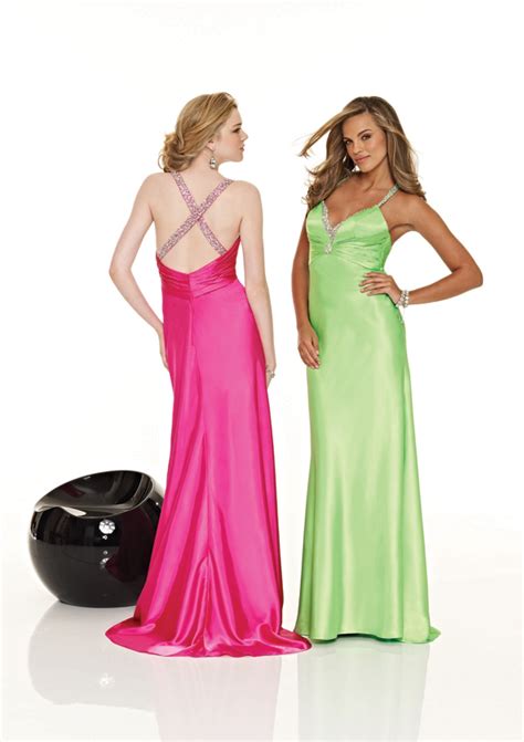 Bright colored prom and pageant gowns.