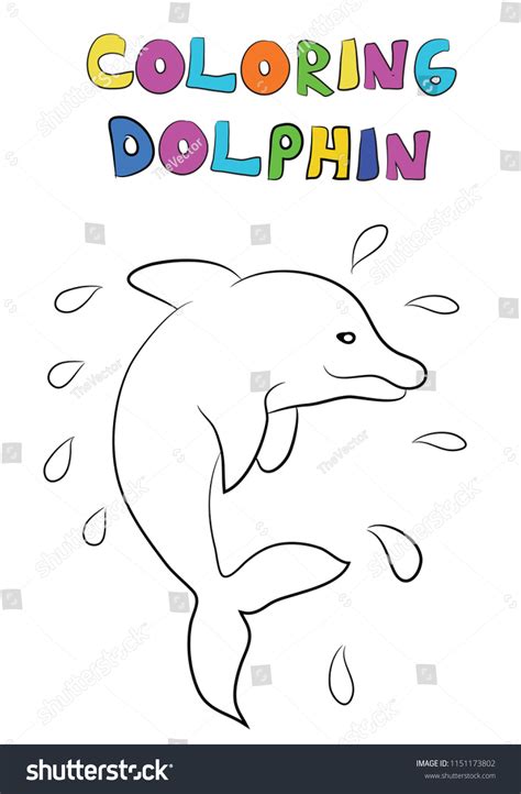 Kids Coloring Page Dolphin Paint Color Stock Vector (Royalty Free ...