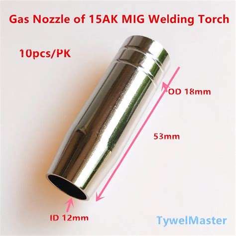 15AK Gas Nozzle 10pcs MIG Welding Torch Gas Nozzle Contact Tip for MIG/MAG Welding Gun-in ...