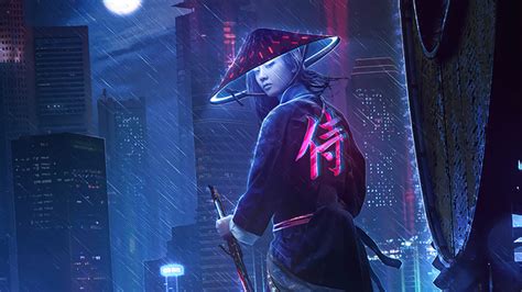 Neon Samurai Girl 4k Wallpaper,HD Artist Wallpapers,4k Wallpapers ...