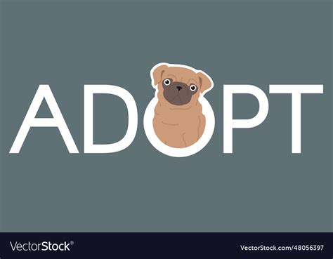 Adopt a pet logo design cute dog and slogan Vector Image