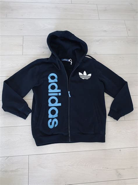 Men’s ADIDAS Logo Black Hoodie Full Zip Heavy Cotton L - Gem