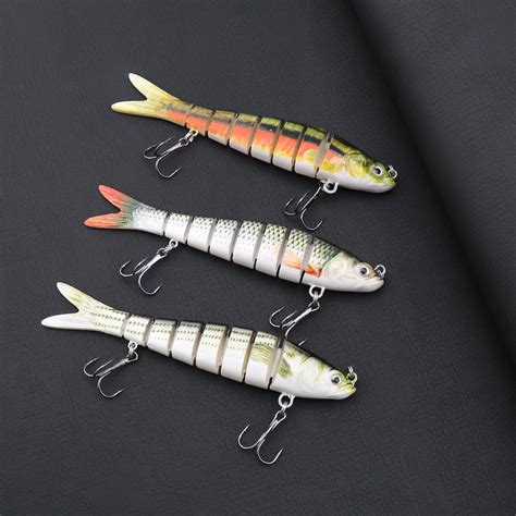 3x Fishing Lures Bass Lures Multi Jointed Artificial Bait Segment Swimbaits Lure | eBay