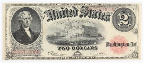 1917 $2 Two-Dollar Red Seal U.S. Legal Tender Large-Size Bank Note ...