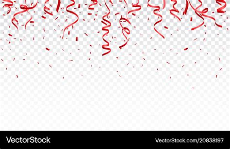 Beautiful red confetti and ribbon Royalty Free Vector Image