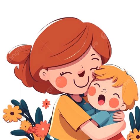 Mothers Day Mother And Daughter Hugging Cartoon, Mother Clipart, Cartoon Clipart, Mother S Day ...