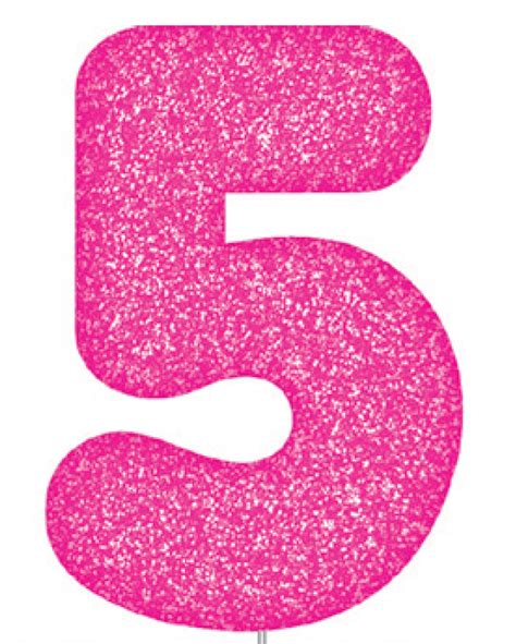 Pink Glitter Number Cake Birthday Candles 5