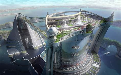 Gray building concept illustration, digital art, science fiction, futuristic city HD wallpaper ...