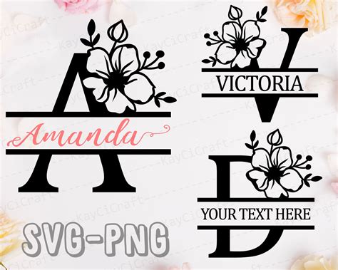 Floral Split Monogram Frame Svg File Split Monogram Svg Flower Images | Porn Sex Picture