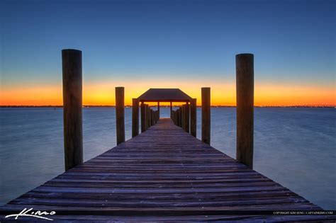 Dock on Lake at Sunset Hutchinson Island Florida | HDR Photography by ...