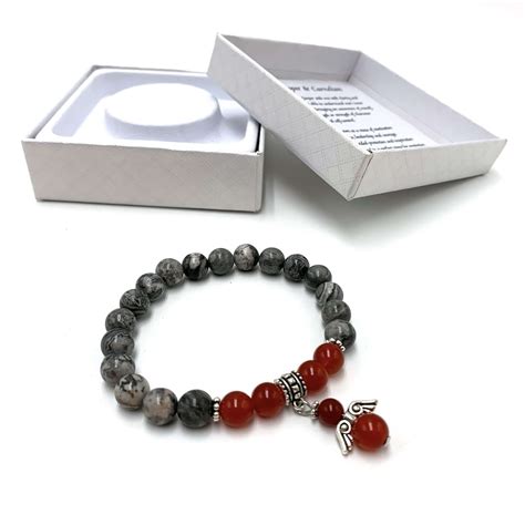 Grey Picasso Jasper & Carnelian bracelet – Carolina Trading