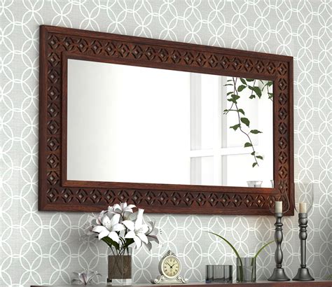 Buy Cambrey Rectangle Mirror With Frame (Walnut Finish) Online in India at Best Price - Modern ...