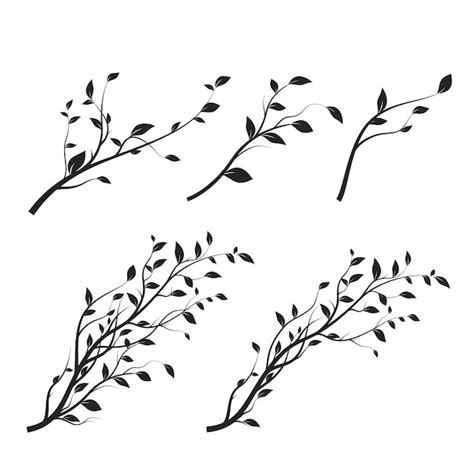 Premium Vector | Set of tree branch. branch silhouette isolated on white background with a lot ...