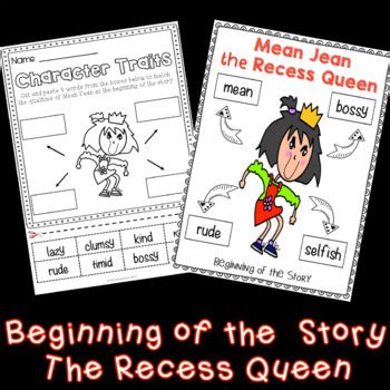 The Recess Queen Character Trait Activities by Glistening Gems | TpT