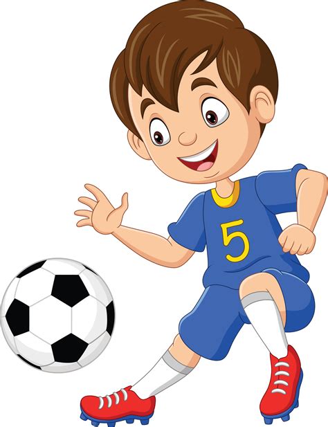 Cartoon little boy playing football 5332298 Vector Art at Vecteezy