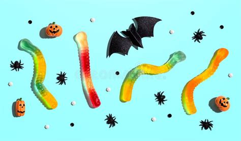 Halloween Objects with Gummy Worms Stock Image - Image of object, fall: 157703481