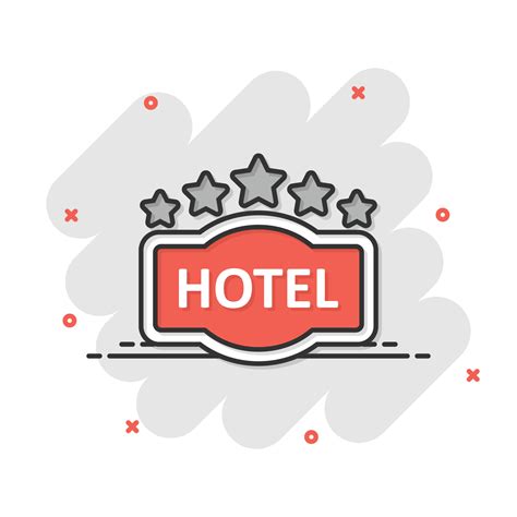 Hotel 5 stars sign icon in comic style. Inn cartoon vector illustration ...