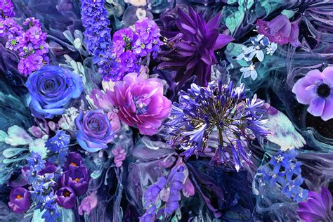 Blue and Purple Flowers Digital Art by Lisa Yount - Pixels