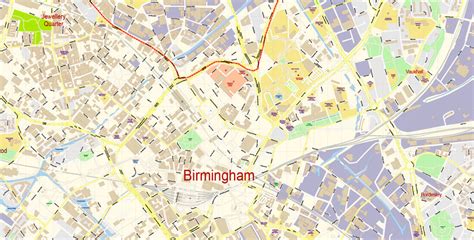 Aston Ward (Aston) UK Birmingham Vector Map exact extra detailed City Plan editable Adobe ...