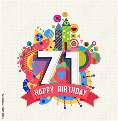 Happy birthday 71 year greeting card poster color - Buy this stock vector and explore similar ...