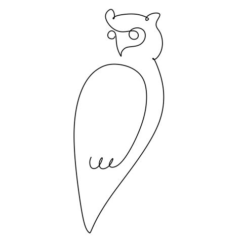 Perching Owl Bird Continuous one line drawing. simple hand drawn style ...