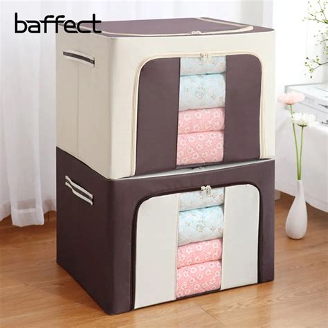 Household-Foldable-Clothes-Storage-Box-With-Cover-Home-Organizer-Fabric ...