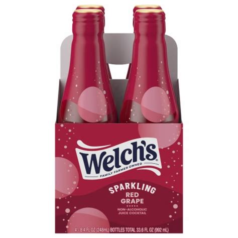 Welch's Red Grape Sparkling Non-Alcoholic Juice Cocktail, 4 bottles / 8.4 fl oz - Kroger