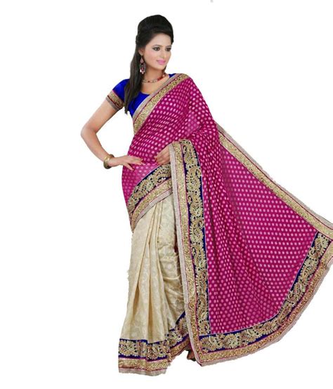 Mohan Saree Center Multicolor Embroidered Synthetic Saree With Blouse Piece - Buy Mohan Saree ...