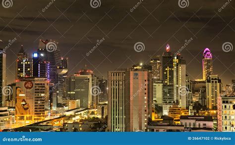 Bangkok Skyline At Night In Hdr, Editorial | CartoonDealer.com #26647102