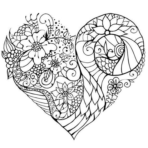 Download or print this amazing coloring page: Floral zentangle inspired heart coloring page ...