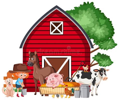 Animals Farm Feeding Kids Stock Illustrations – 72 Animals Farm Feeding ...