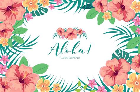 Tropical Hawaiian Flowers Clipart | Hawaiian wedding invitations ...