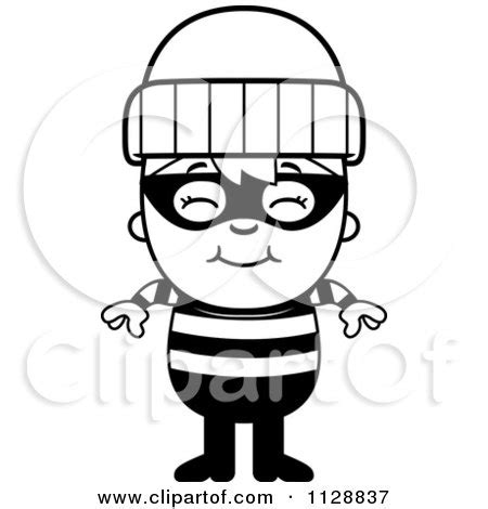 Cartoon Of A Black And White Happy Robber Boy - Vector Clipart by Cory ...