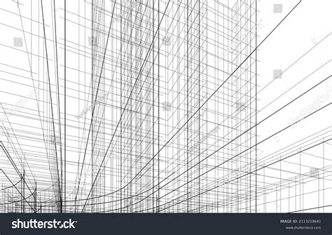 Abstract Architecture Linear Drawing Vector Illustration Stock Vector (Royalty Free) 2113218641 ...