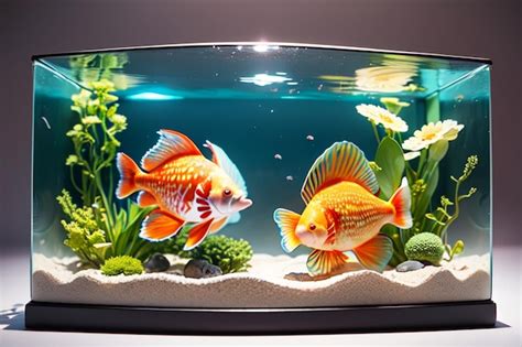 Premium Photo | A fish tank with a fish tank and plants on it