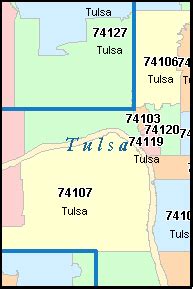 TULSA County, Oklahoma Digital ZIP Code Map