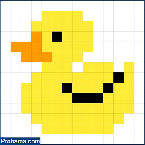 Pixel Art Duck | Duck Pixel Art Grid | Pixel Art 12x12