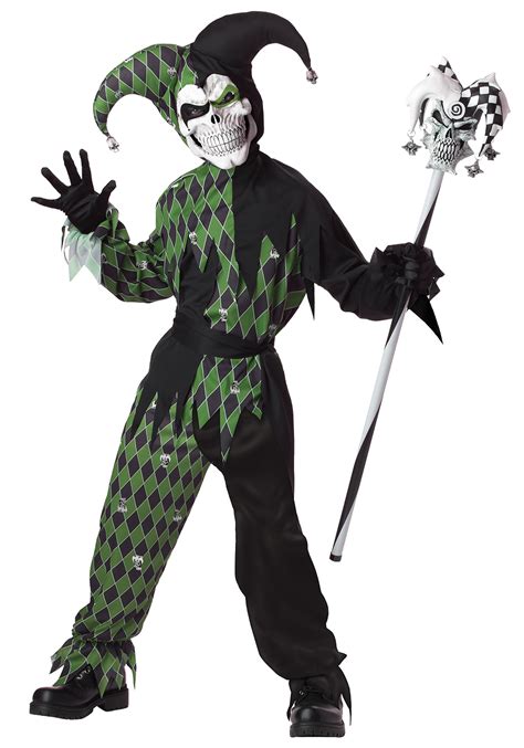 Green Scary Jester Costume for Kids