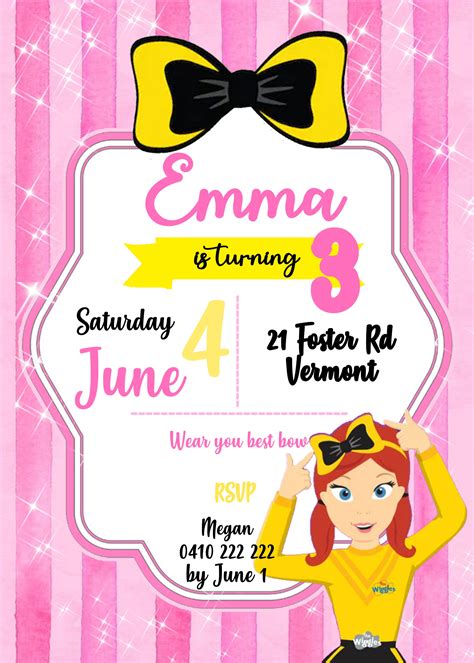 Emma Wiggle Invite Invitation Download - Itty Bitty Cake Toppers