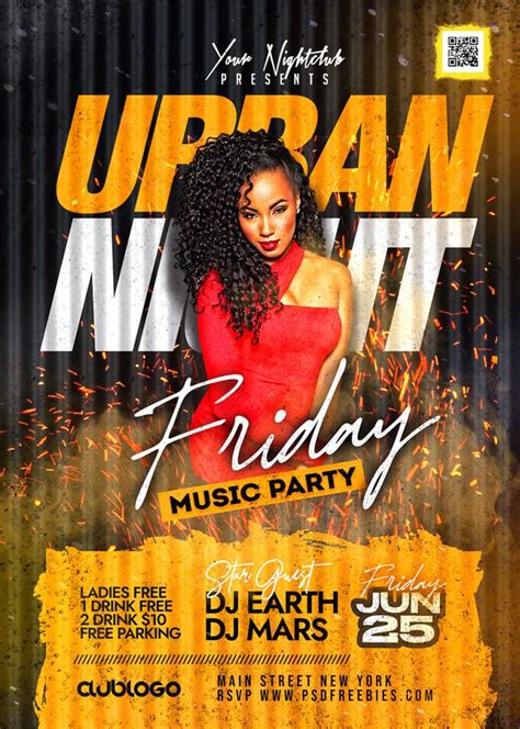 Friday Night Club Party Flyer PSD Template | PSDFreebies.com