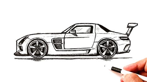 How to draw a Mercedes Benz | Car drawing - YouTube